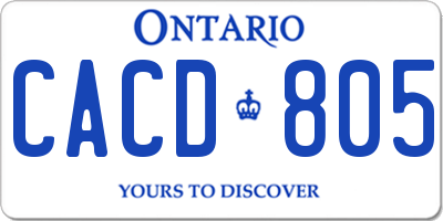 ON license plate CACD805