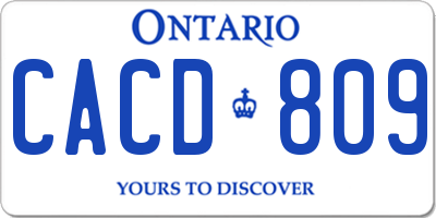 ON license plate CACD809