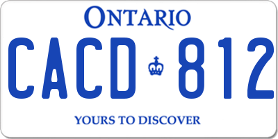 ON license plate CACD812