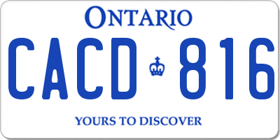 ON license plate CACD816