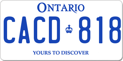 ON license plate CACD818