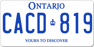 ON license plate CACD819