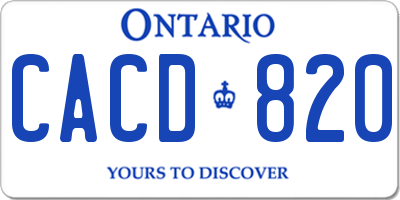 ON license plate CACD820