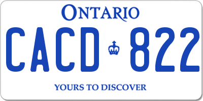 ON license plate CACD822