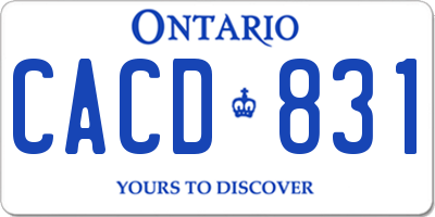 ON license plate CACD831