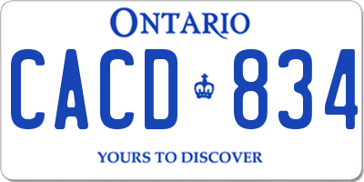 ON license plate CACD834