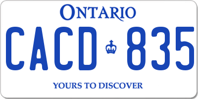 ON license plate CACD835