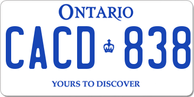 ON license plate CACD838