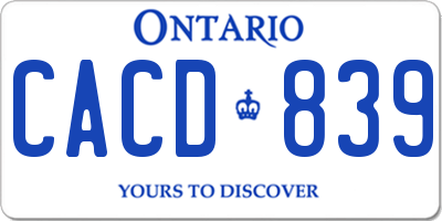 ON license plate CACD839