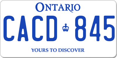 ON license plate CACD845