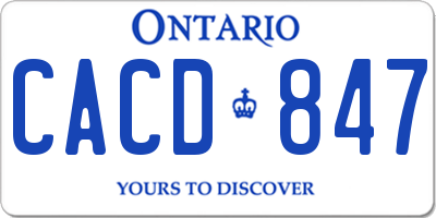 ON license plate CACD847