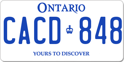 ON license plate CACD848