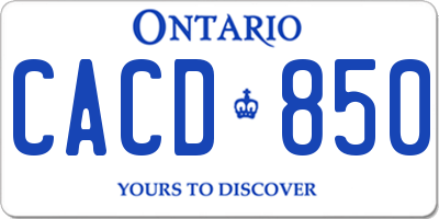 ON license plate CACD850