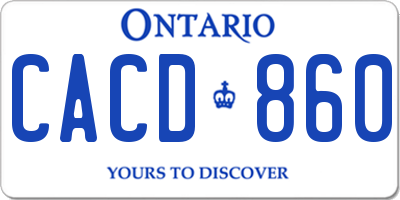 ON license plate CACD860