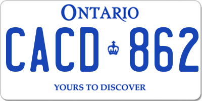 ON license plate CACD862