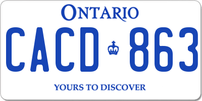 ON license plate CACD863