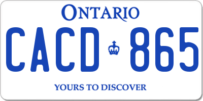 ON license plate CACD865