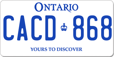 ON license plate CACD868