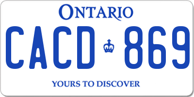 ON license plate CACD869