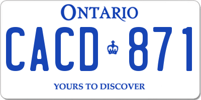 ON license plate CACD871