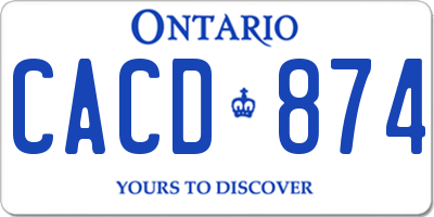 ON license plate CACD874