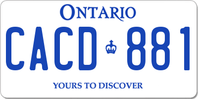 ON license plate CACD881