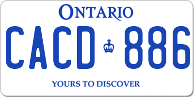 ON license plate CACD886