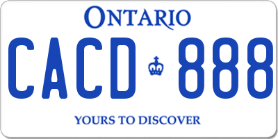 ON license plate CACD888