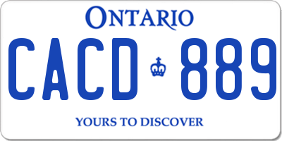 ON license plate CACD889