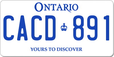 ON license plate CACD891