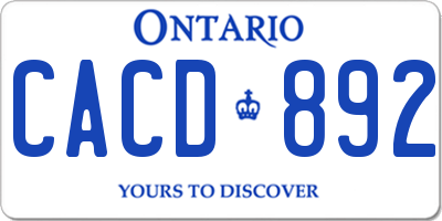 ON license plate CACD892