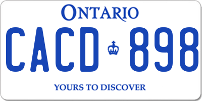 ON license plate CACD898