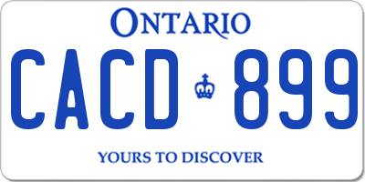 ON license plate CACD899