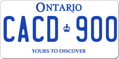 ON license plate CACD900