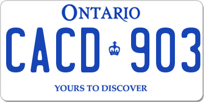 ON license plate CACD903