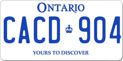 ON license plate CACD904