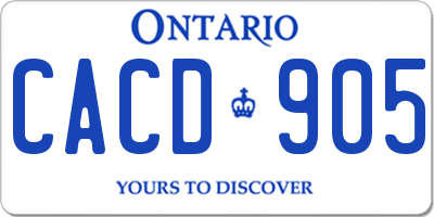 ON license plate CACD905