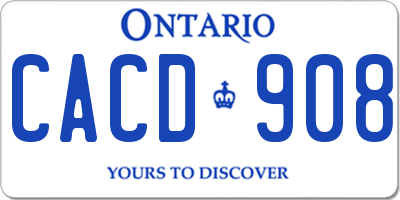 ON license plate CACD908