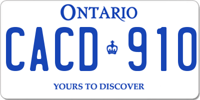 ON license plate CACD910