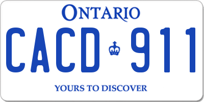 ON license plate CACD911