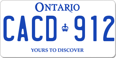 ON license plate CACD912