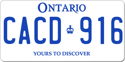 ON license plate CACD916