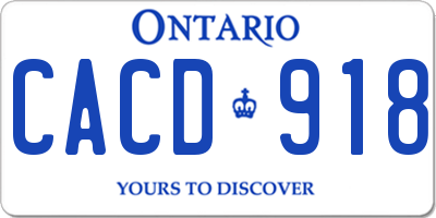 ON license plate CACD918