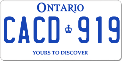 ON license plate CACD919