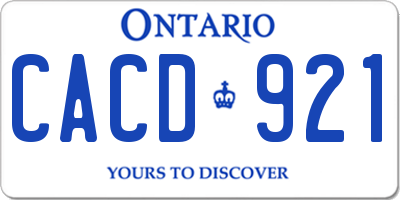 ON license plate CACD921