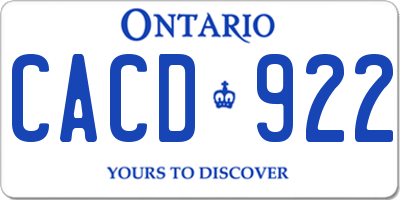 ON license plate CACD922