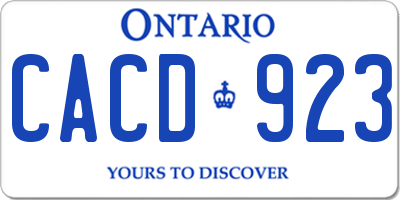 ON license plate CACD923