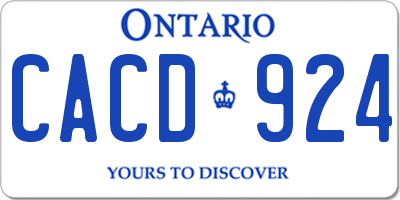 ON license plate CACD924