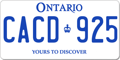 ON license plate CACD925