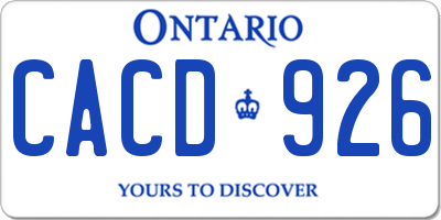 ON license plate CACD926